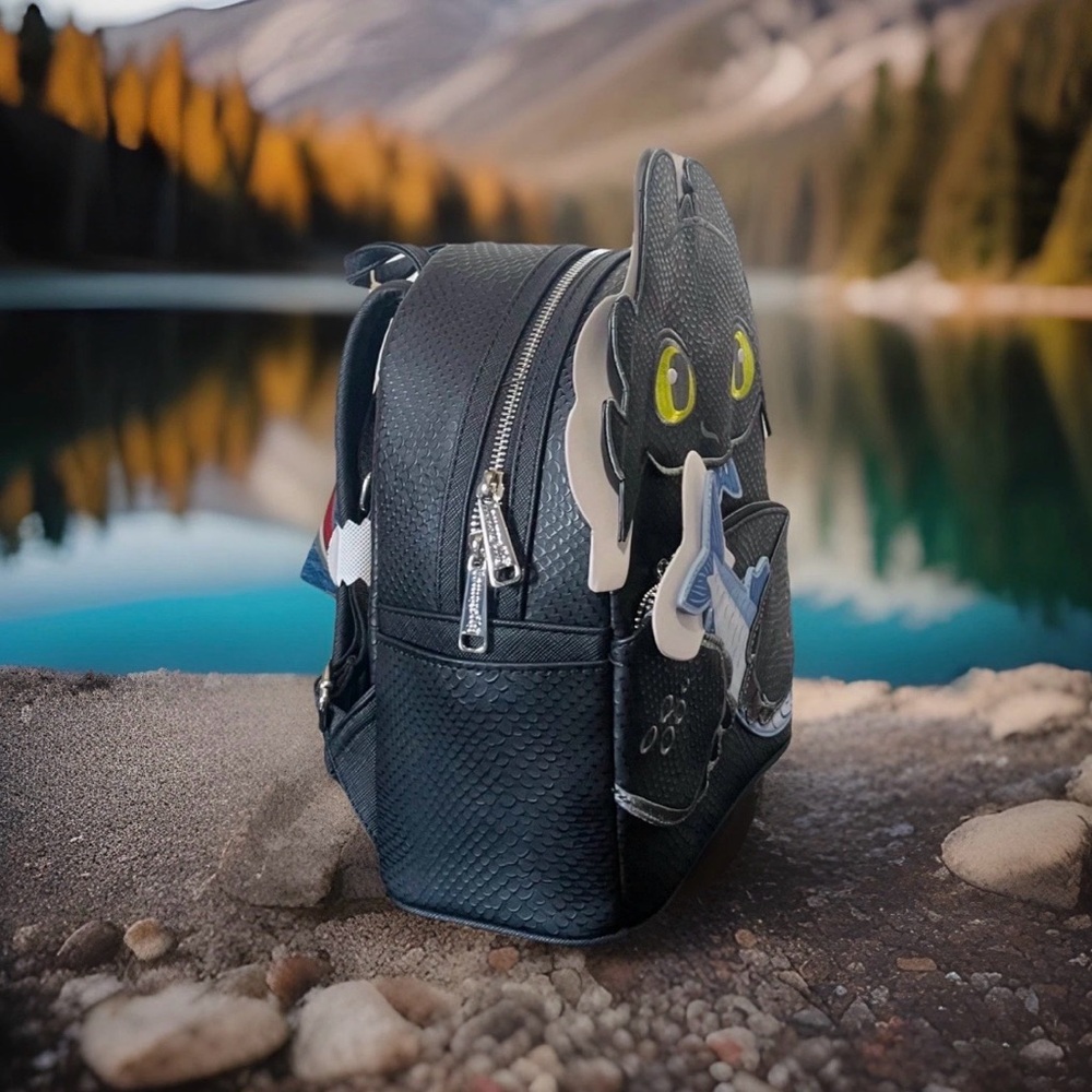 NEW Loungefly TOOTHLESS Holding Fish How to Train Your Dragon Backpack Box Lunch - Picture 3 of 6